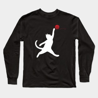 Cat Swatting at Ball of Yarn Long Sleeve T-Shirt